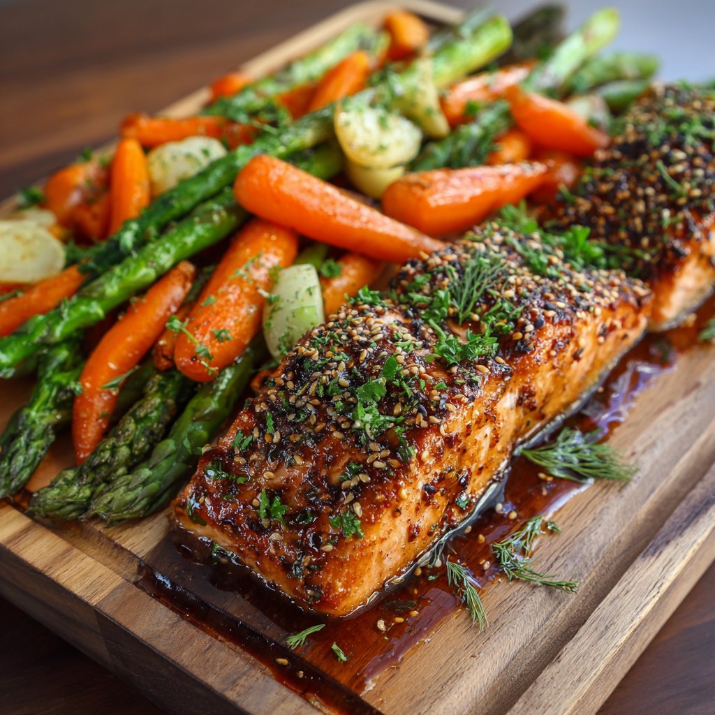 Lemon Sesame Salmon with Vegetables