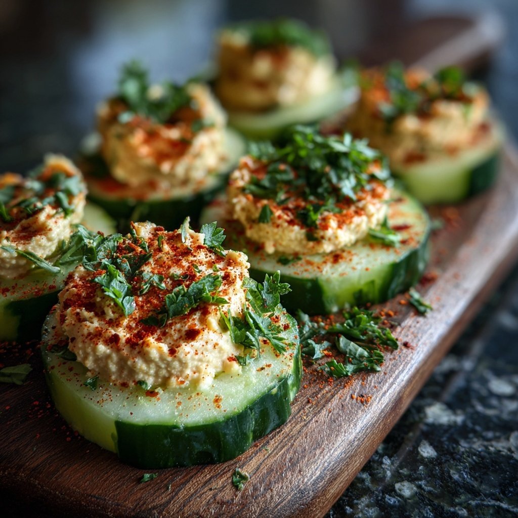 Cucumber and Hummus Bites